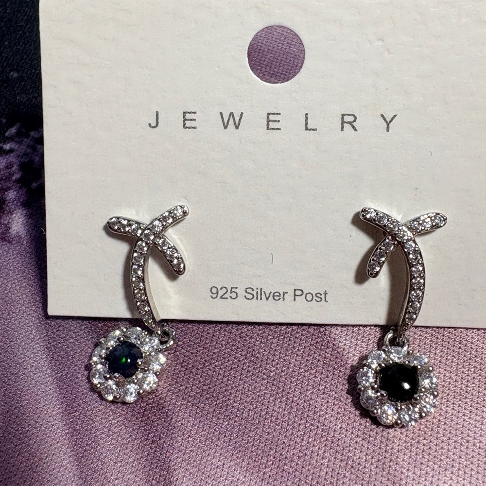 Elegant Silver and Black Earrings